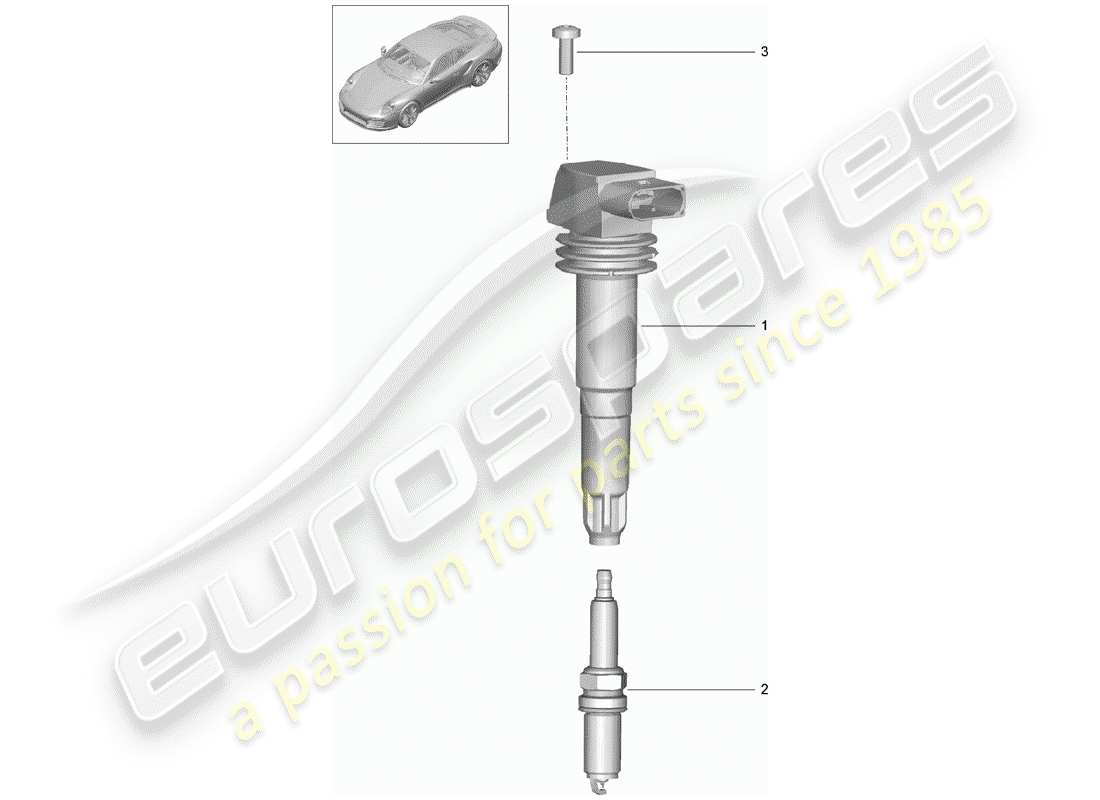 porsche 2019 (991-2 turbo) sistema de encendido diagrama de piezas