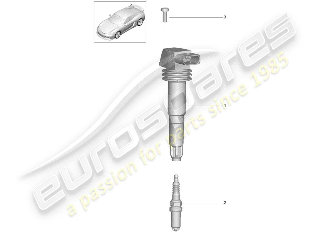porsche 2016 (981 cayman gt4) sistema de encendido diagrama de piezas