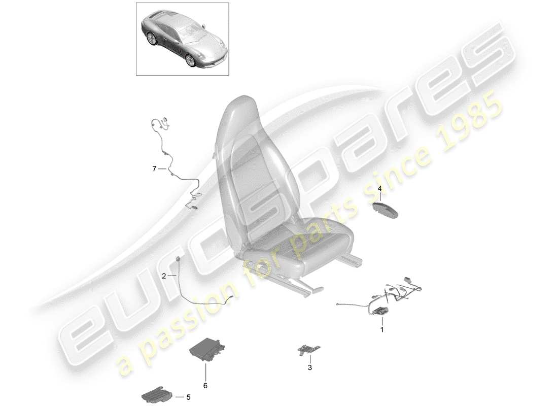 porsche 2017 (991-2) cableando arneses diagrama de piezas