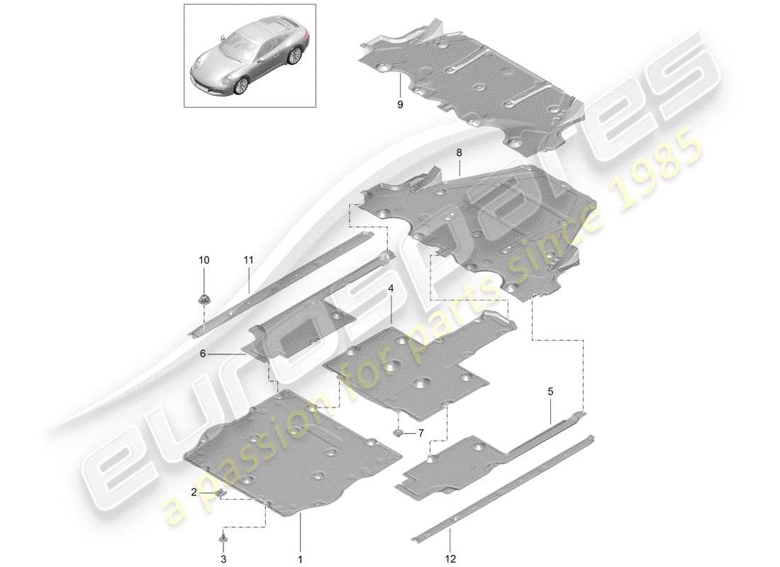 porsche 2017 (991-2) diagrama de piezas de la parte de abajo