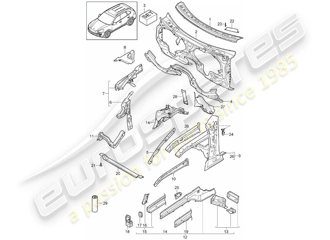 porsche 2011 (cayenne e2 92a) interfaz diagrama de piezas