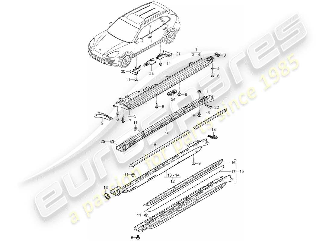 porsche 2011 (cayenne e2 92a) diagrama de piezas de trims