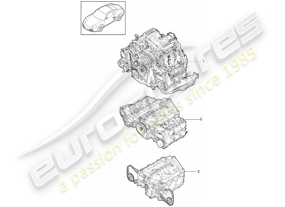 porsche cayman 987 (2009) diagrama de piezas del motor de repuesto
