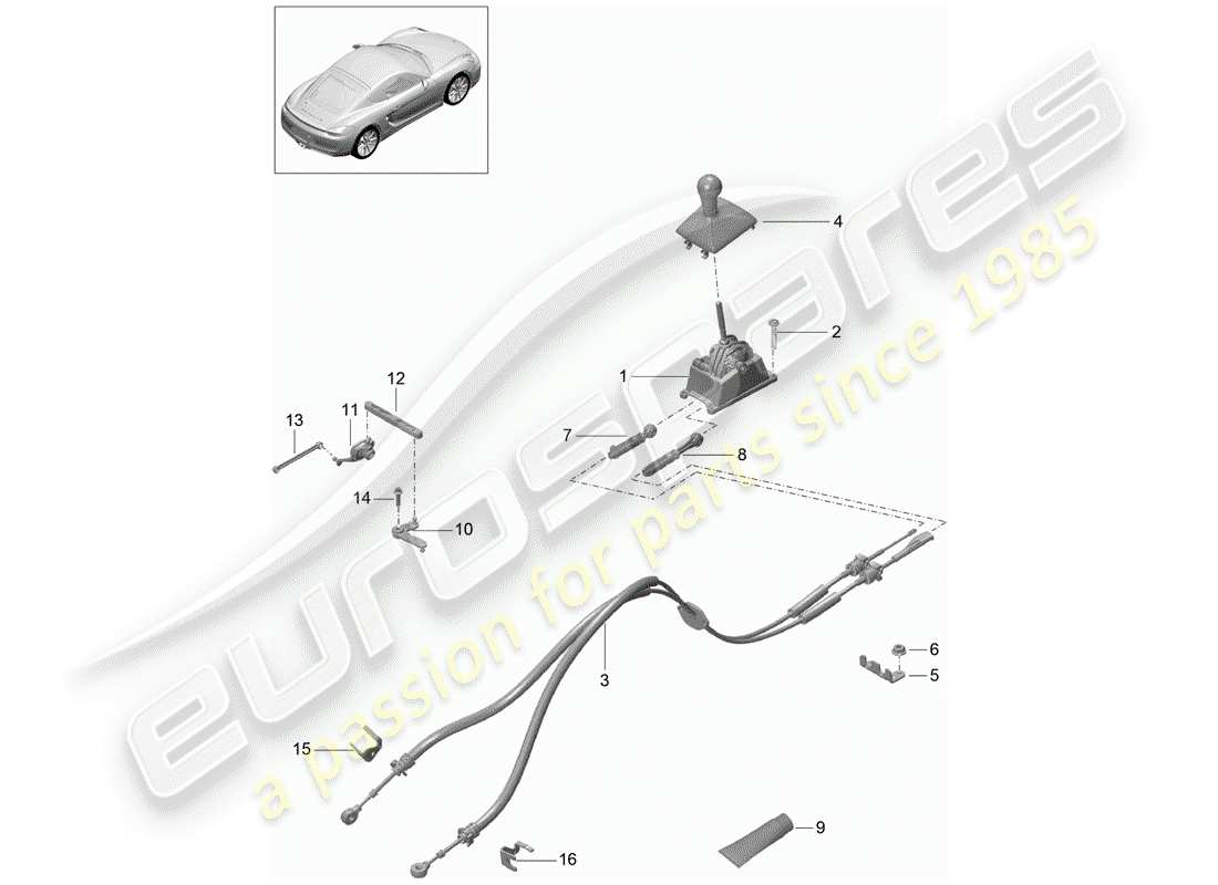 porsche 2014 (981 cayman) control de transmisión diagrama de piezas