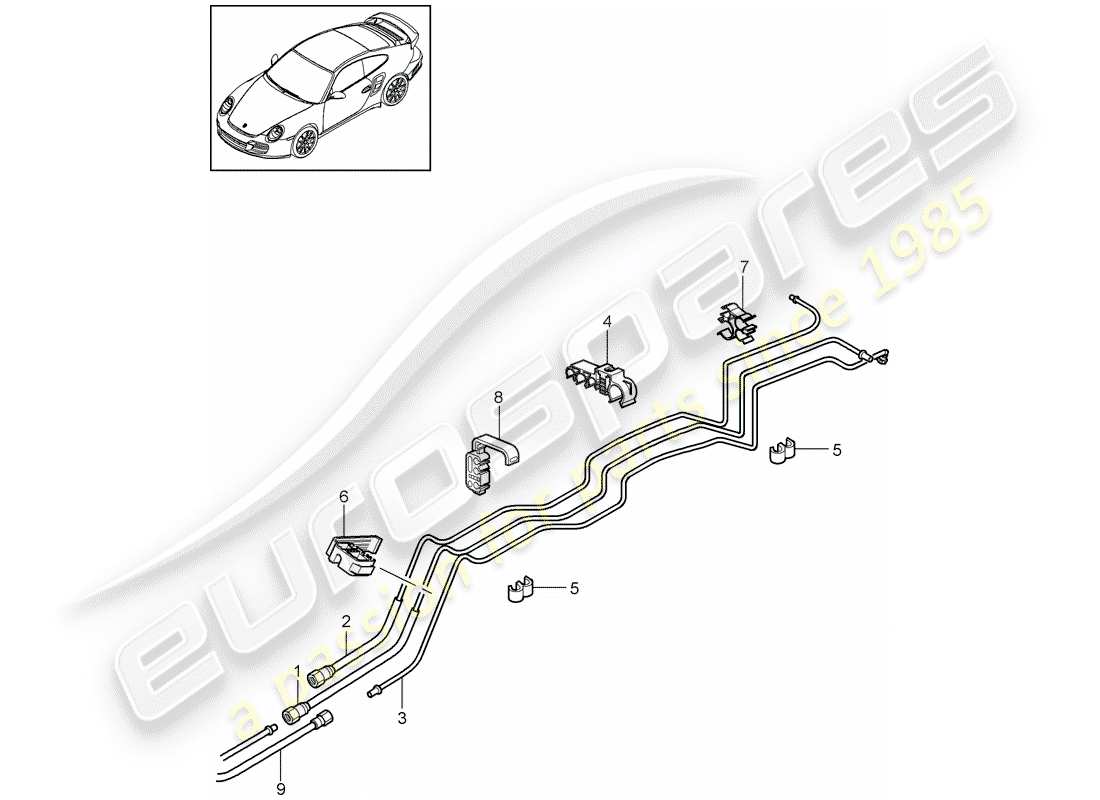 porsche 2012 (997-2 turbo / gt2 rs) diagrama de piezas del sistema de combustible