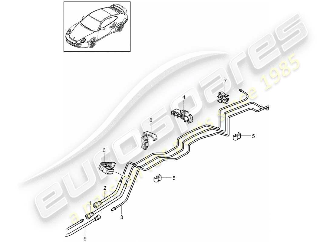 porsche 911 t/gt2rs (2012) diagrama de piezas del sistema de combustible