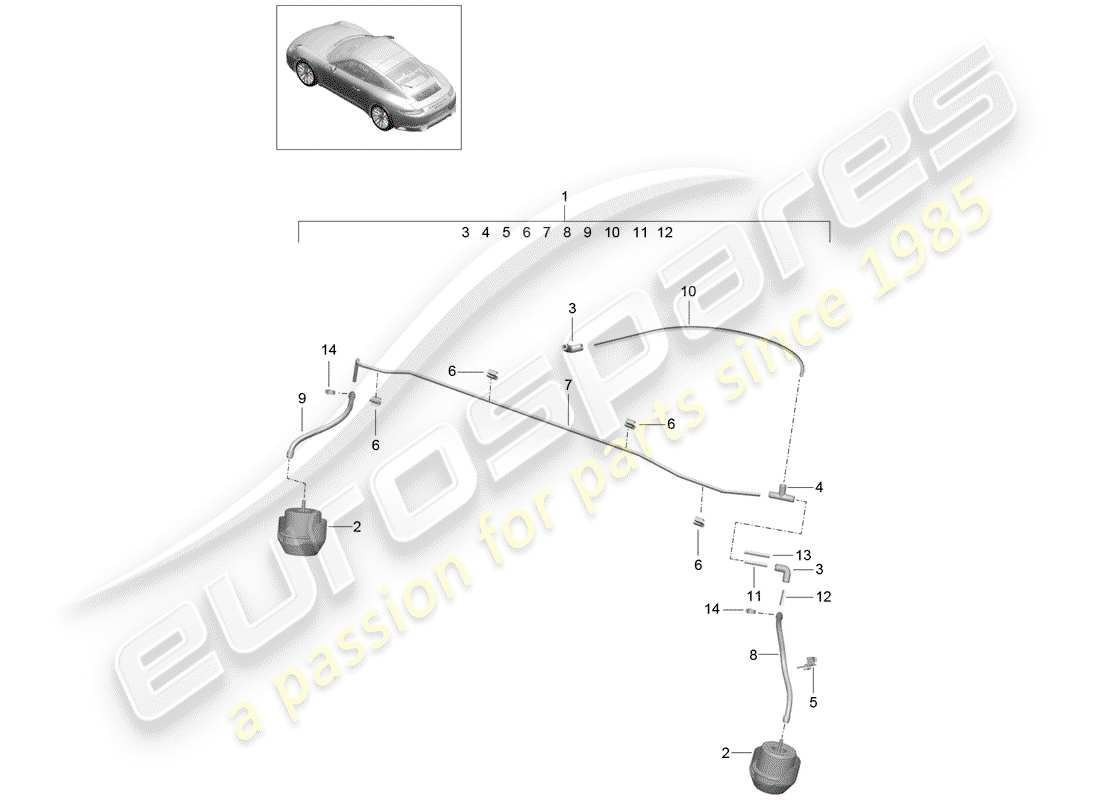 porsche 2017 (991-2) sistema de escape diagrama de piezas