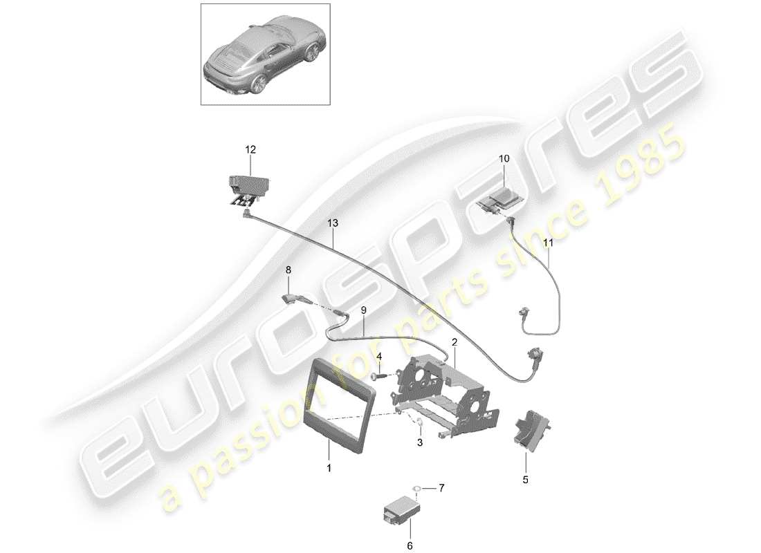 porsche 991 turbo (2020) piezas eléctricas para diagrama de piezas