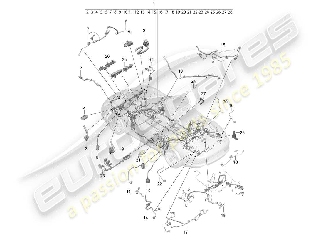 porsche 991 gen. 2 (2017) arneses de cableado diagrama de piezas