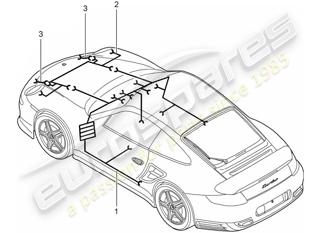 porsche 2011 (997-2 turbo / gt2 rs) cableando arneses diagrama de piezas