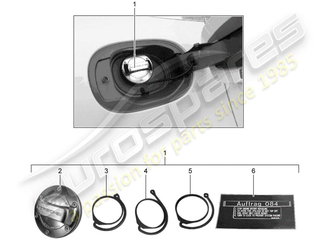 porsche 2015 (tequipment macan) tapa con correa de retención para diagrama de pieza