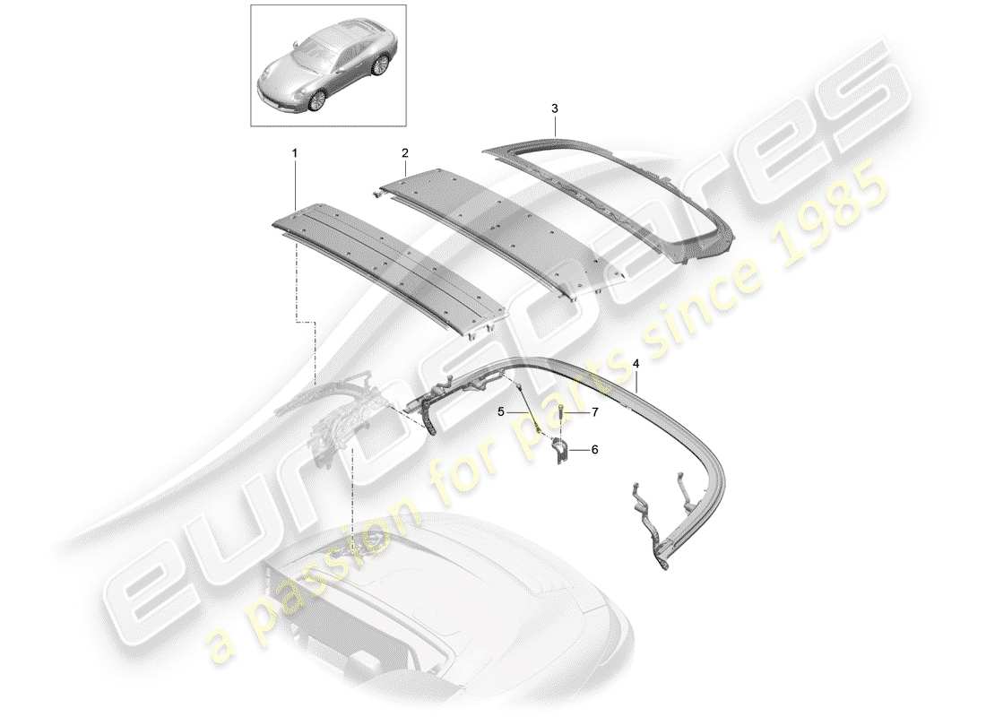 porsche 2017 (991-2) marco superior diagrama de piezas