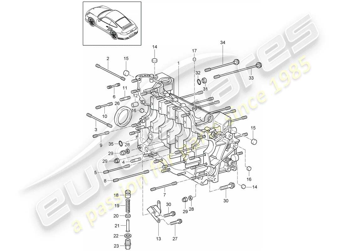 porsche 911 t/gt2rs (2012) diagrama de piezas del carter