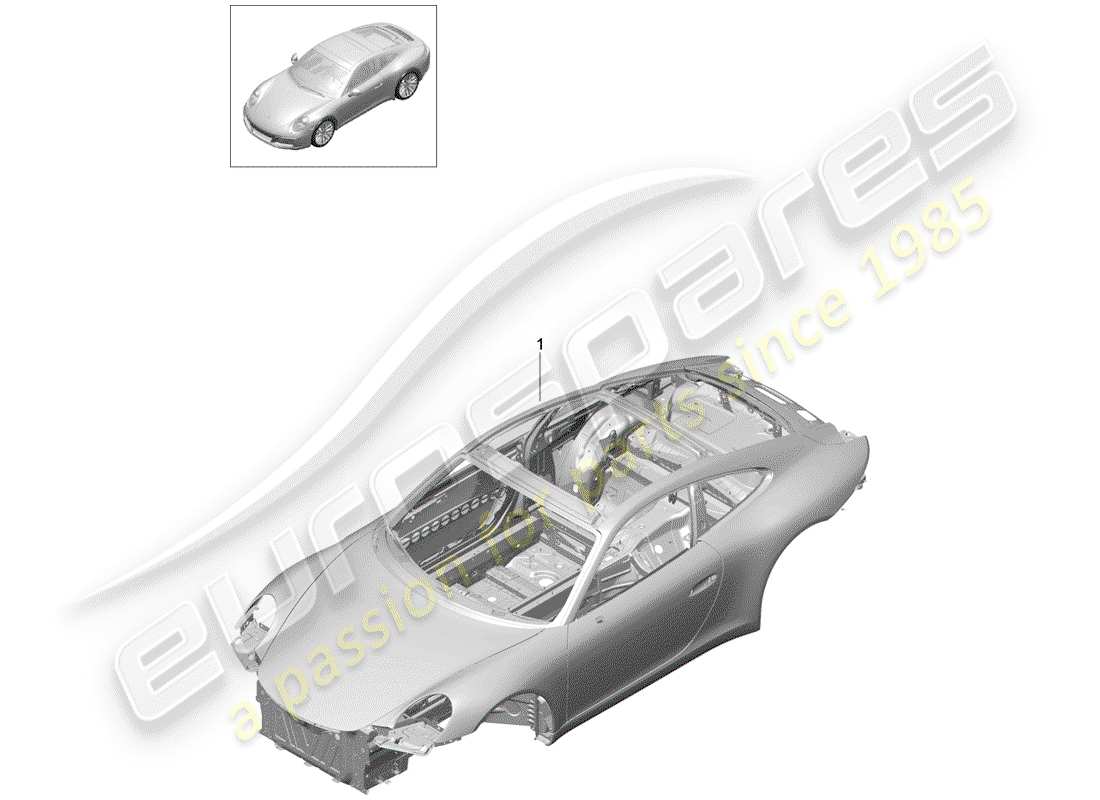 porsche 2019 (991-2) diagrama de piezas de la carrocería del coche