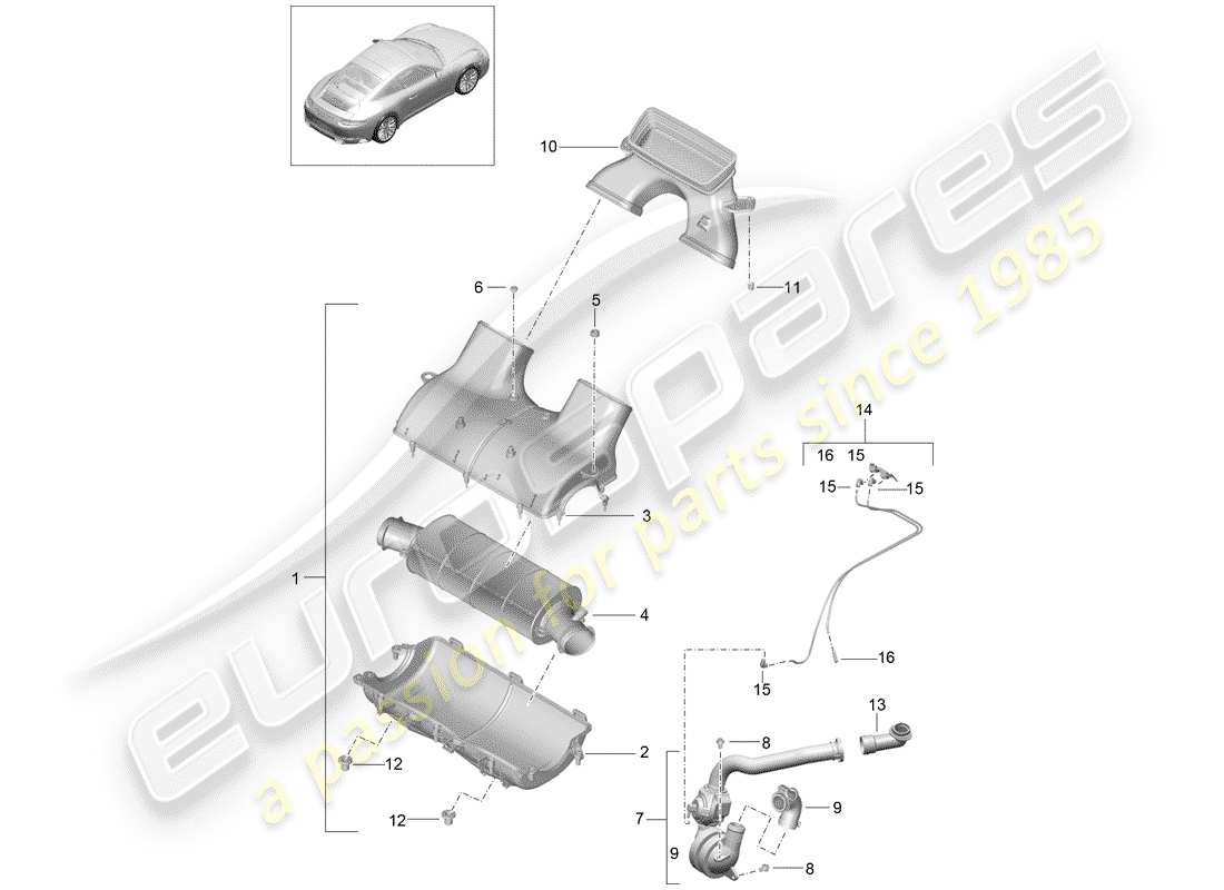 porsche 2019 (991-2) diagrama de piezas del limpiador de aire