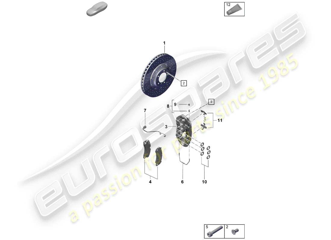porsche 2020 (718 boxster spyder) frenos de disco diagrama de piezas