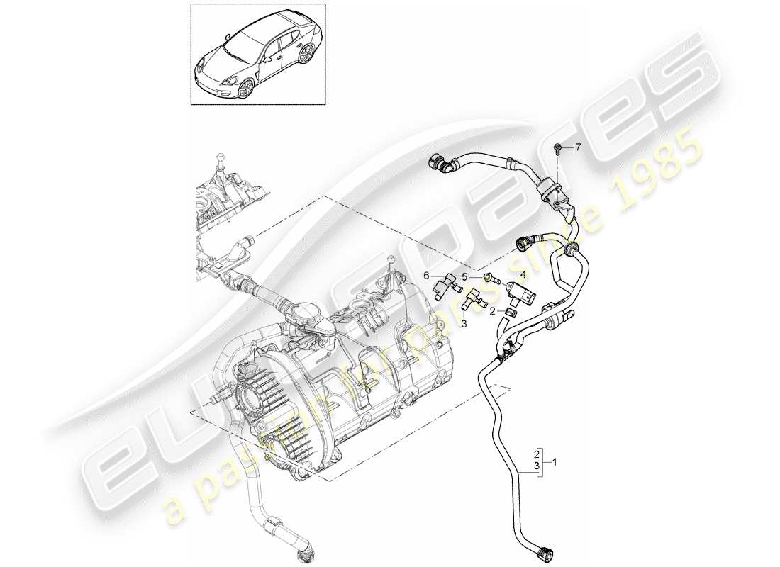 porsche 2013 (panamera 970) ventilación del tanque diagrama de piezas