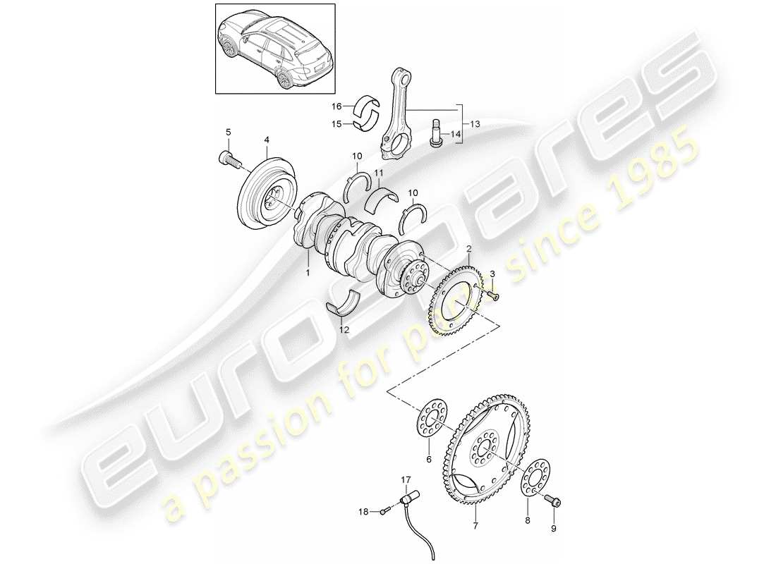 porsche 2011 (cayenne e2 92a) cigüeñal diagrama de piezas