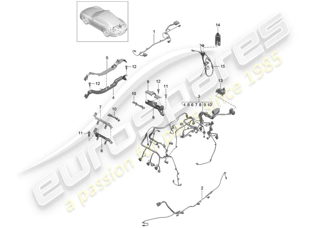 porsche 2015 (991-1) arneses de cableado diagrama de piezas