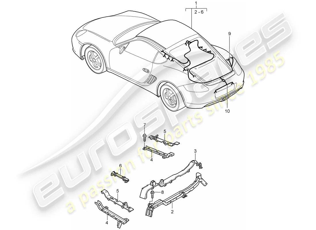 porsche 2012 (987 cayman) cableando arneses diagrama de piezas