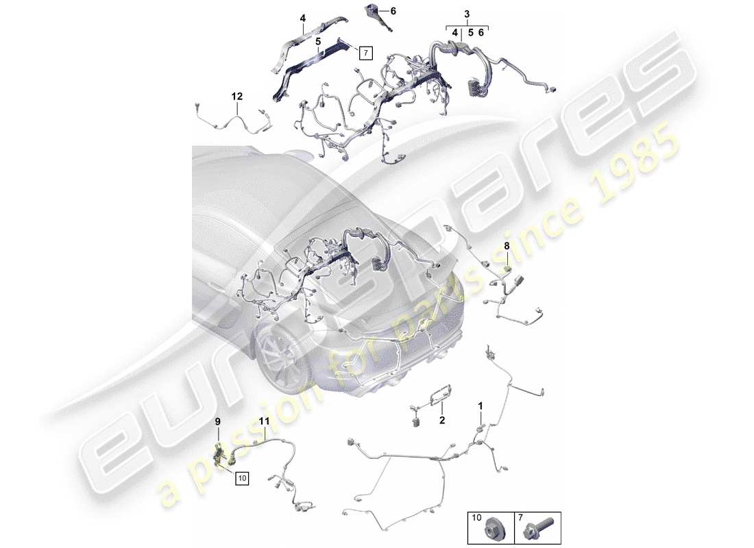 porsche 2019 (718 boxster spyder) cableando arneses diagrama de piezas