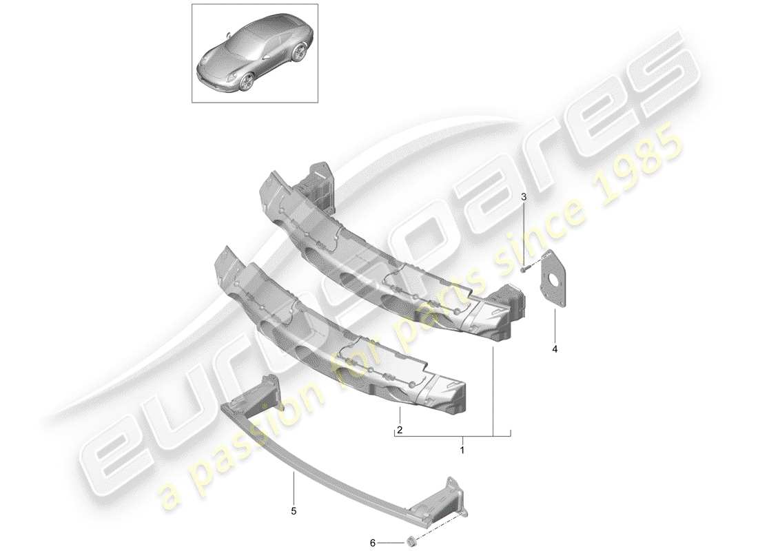 porsche 2013 (991-1) soporte de parachoques diagrama de piezas