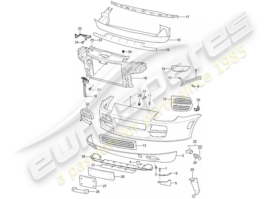 porsche 2003 (cayenne e1 9pa) diagrama de piezas del revestimiento