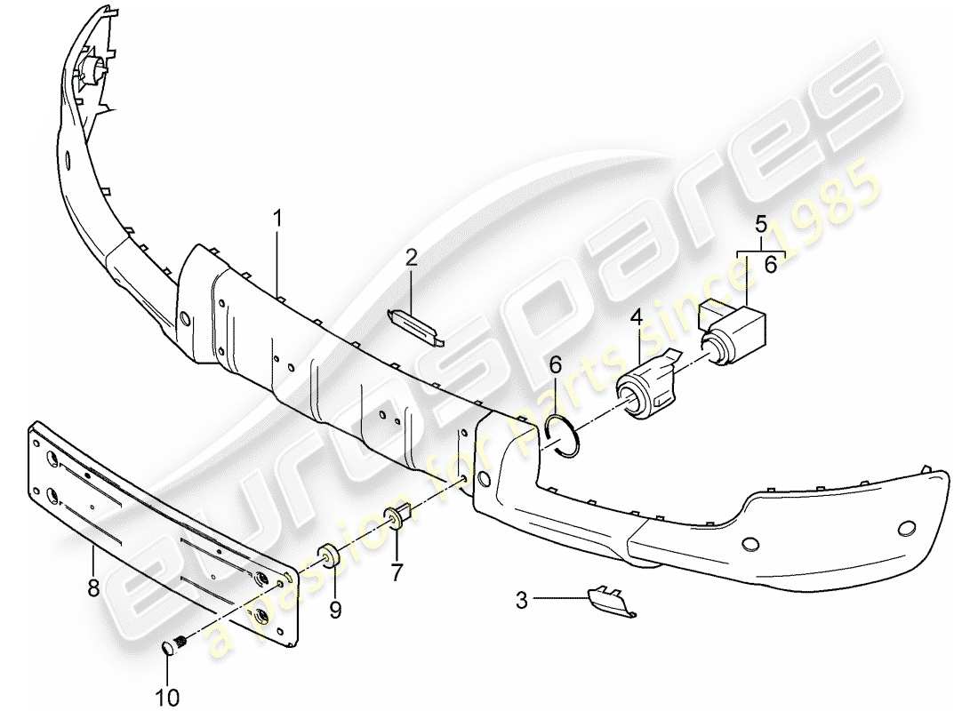 porsche 2003 (cayenne e1 9pa) protectores de parachoques diagrama de piezas