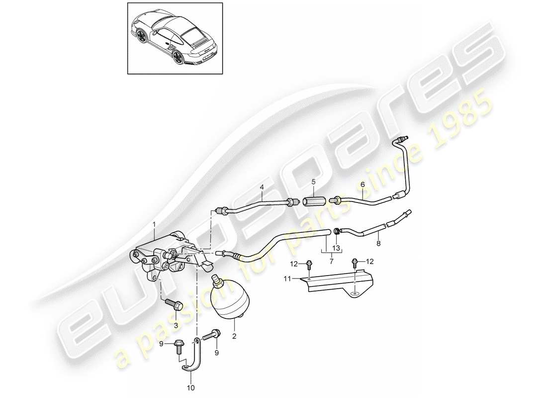 porsche 2012 (997-2 turbo / gt2 rs) embrague hidráulico diagrama de piezas