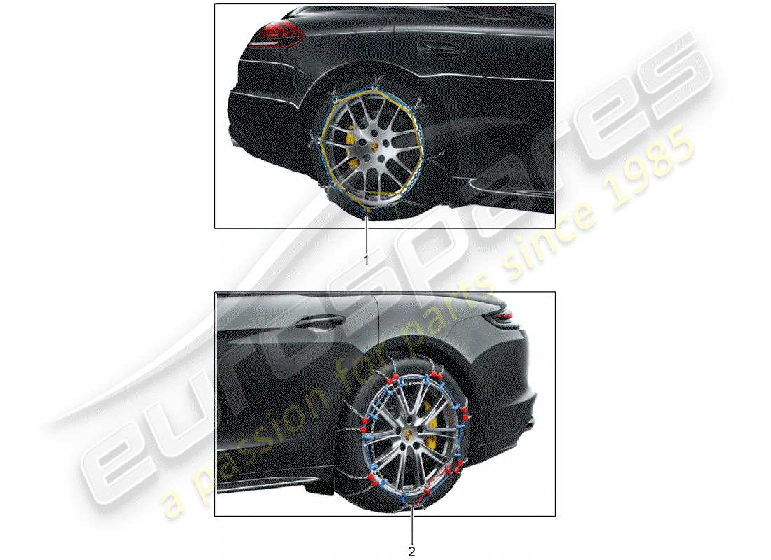 porsche 2016 (tequipment panamera) cadenas de nieve diagrama de piezas