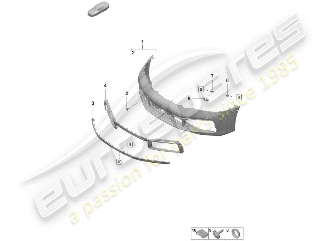 porsche 2019 (992-1) parachoque diagrama de piezas