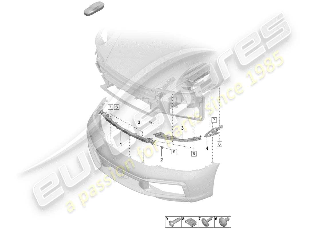 porsche 2019 (992-1) parachoque diagrama de piezas