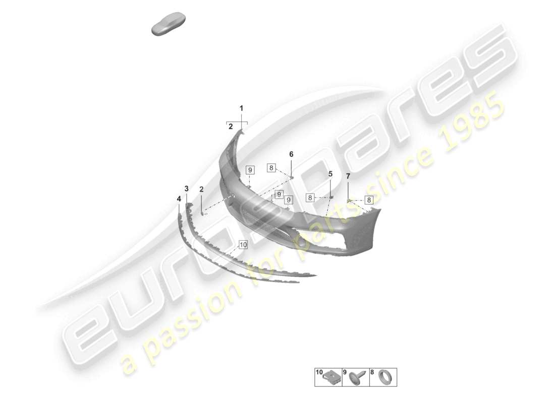 porsche 2019 (992-1) parachoques delantero gts diagrama de piezas
