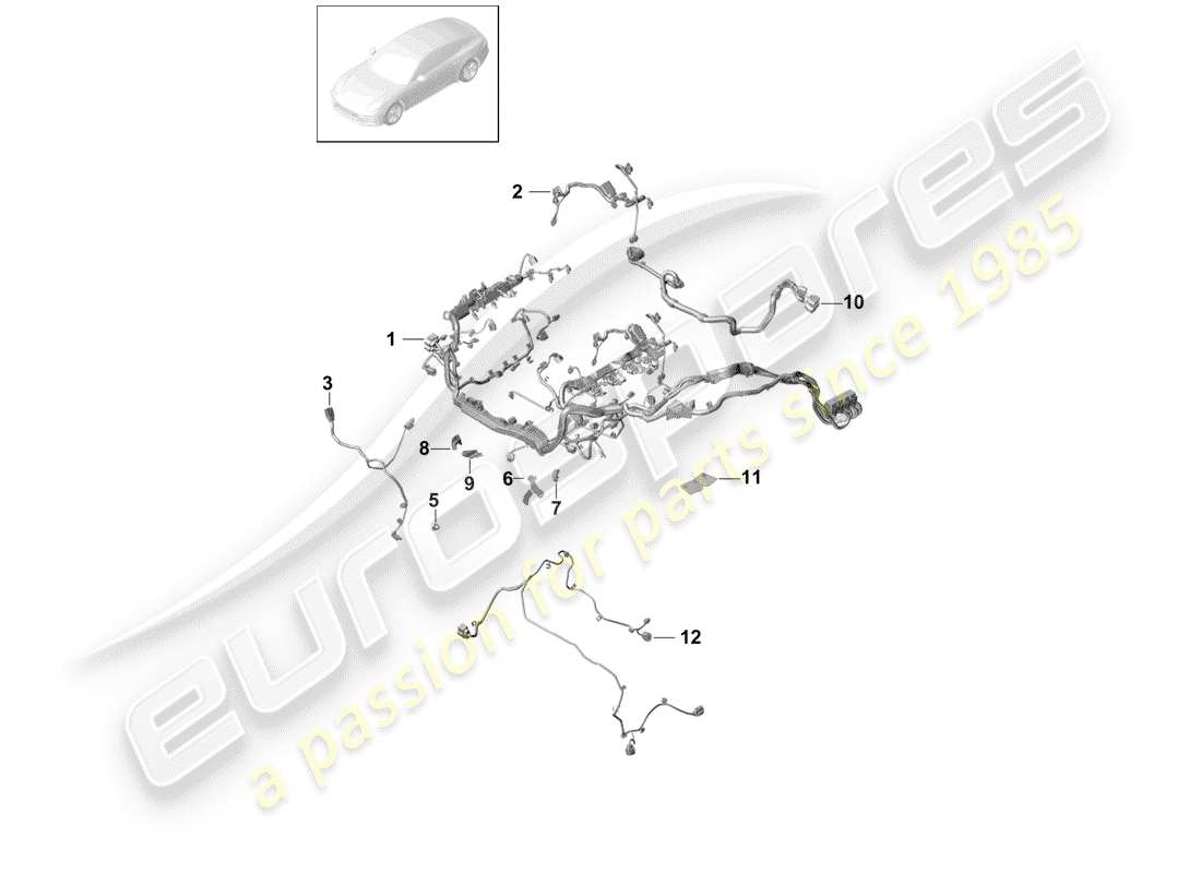 porsche 2020 (panamera 971-1) cableando arneses diagrama de piezas