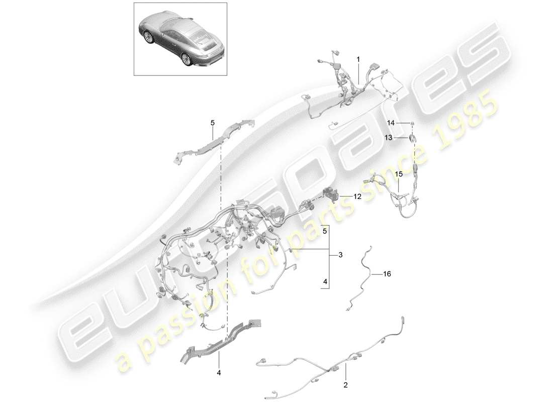 porsche 2017 (991-2) cableando arneses diagrama de piezas