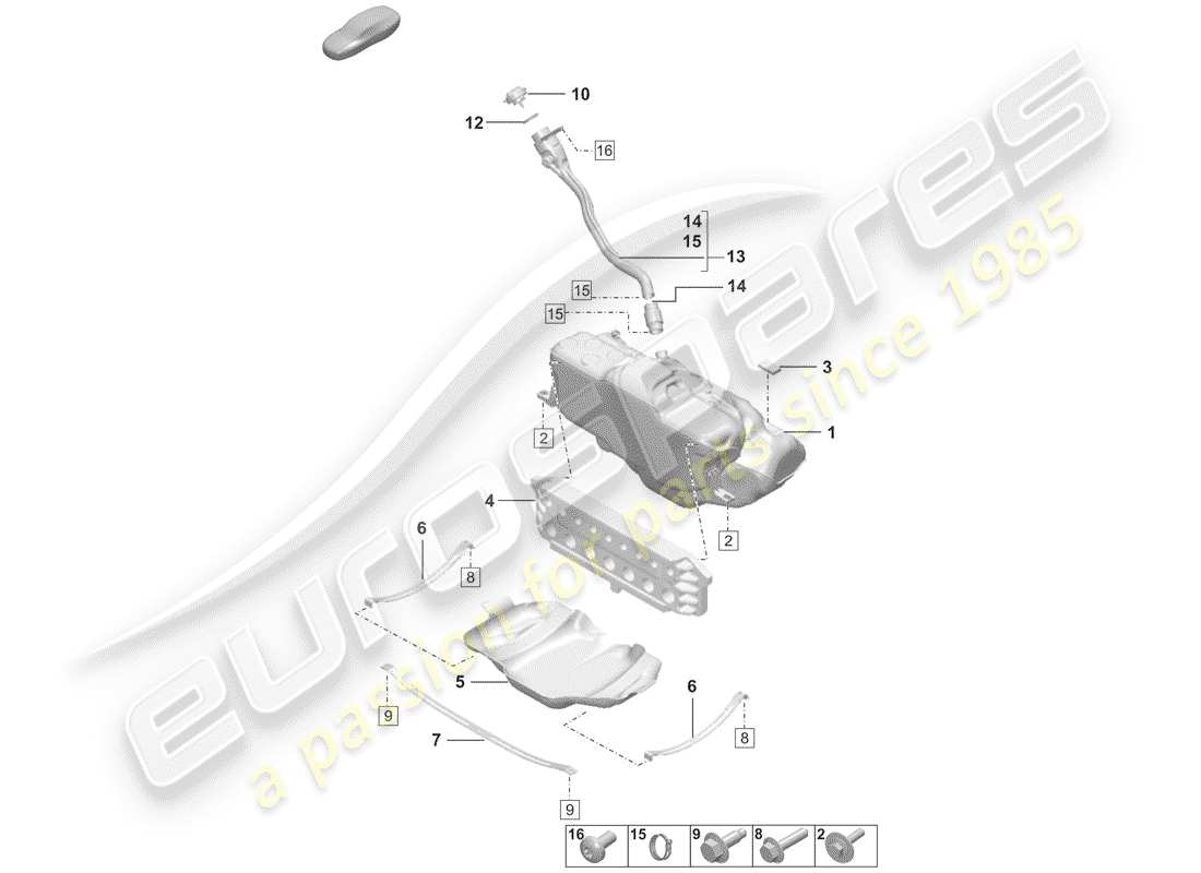 porsche 2020 (992-1) depósito de combustible diagrama de piezas