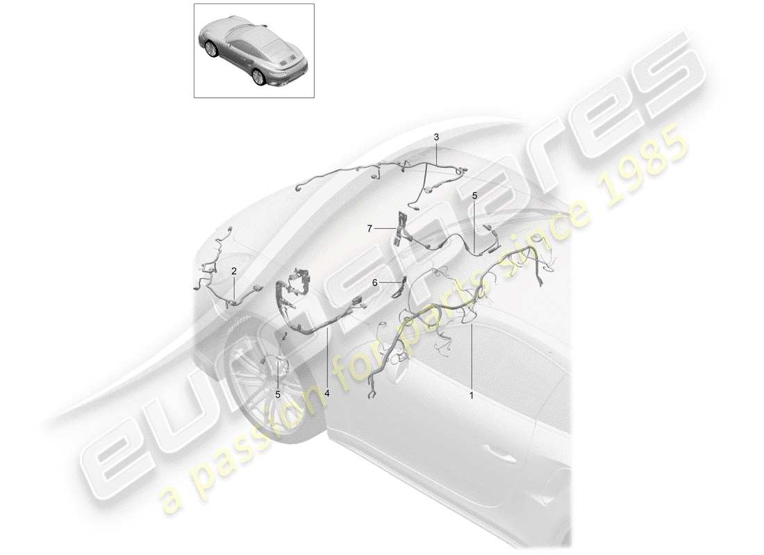 porsche 2020 (991-2 turbo) arneses de cableado diagrama de piezas