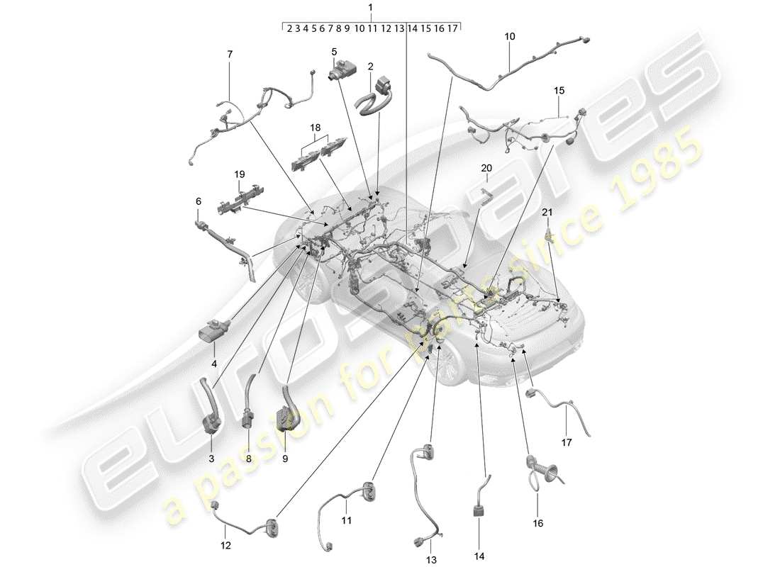 porsche 2020 (991-2 turbo) arneses de cableado diagrama de piezas