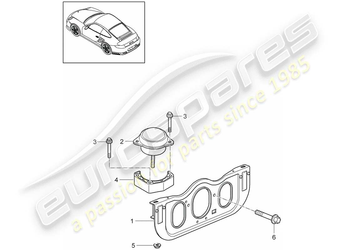 porsche 911 t/gt2rs (2012) diagrama de piezas de suspensión del motor