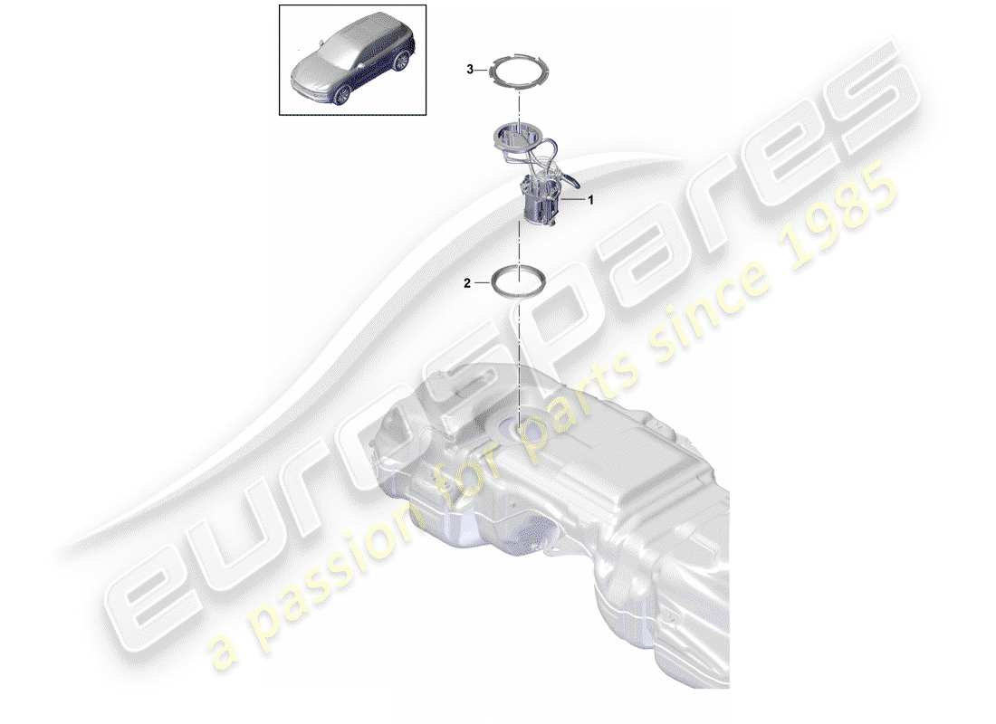 porsche 2020 (cayenne e3 9ya/9yb) depósito de combustible diagrama de piezas