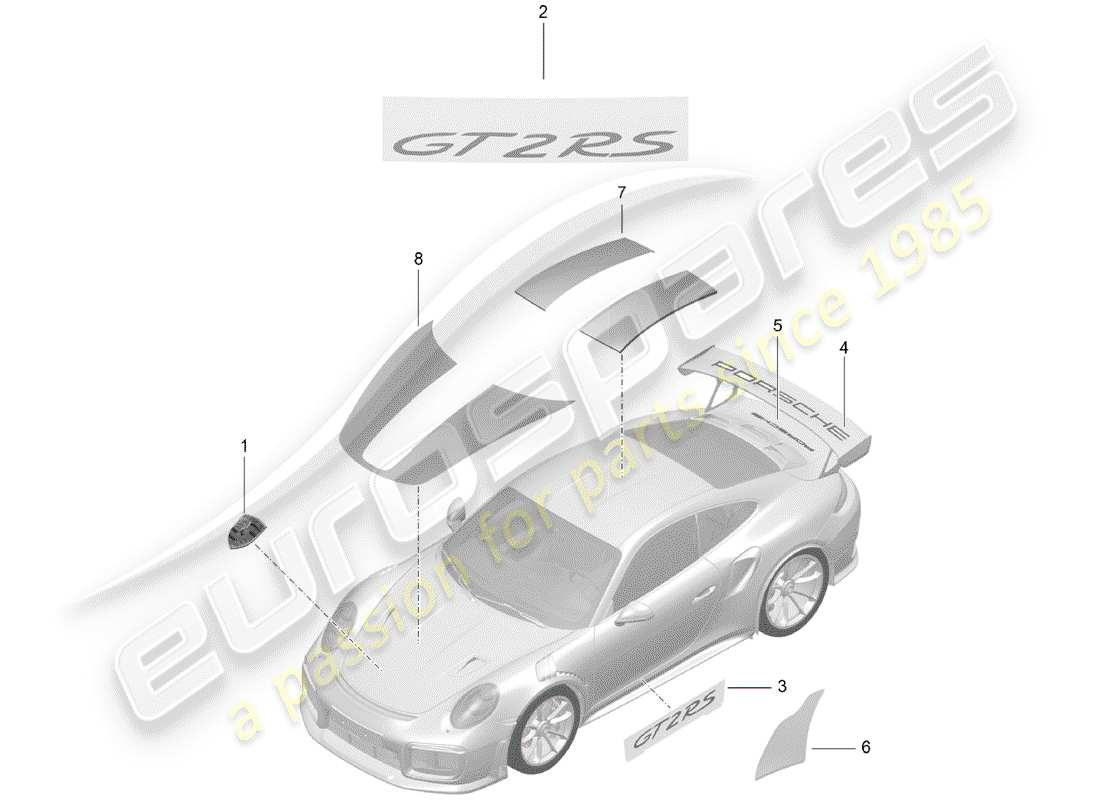 porsche 2020 (991-2 turbo) placas de identificación diagrama de piezas