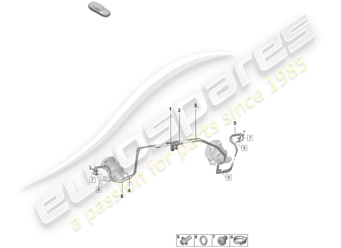 porsche 2019 (992-1) turbocompresor de gases de escape diagrama de piezas