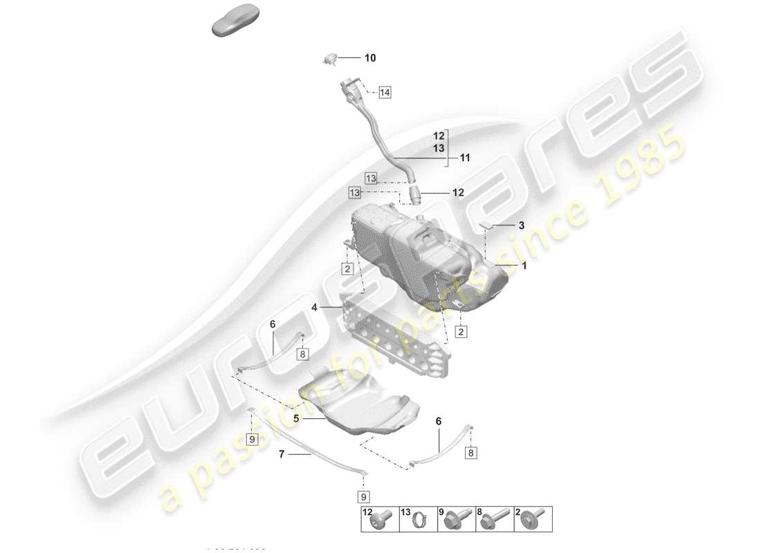 porsche 2019 (992-1) depósito de combustible diagrama de piezas
