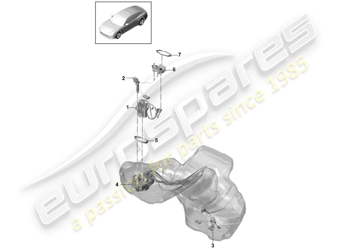 porsche 2020 (panamera 971-1) bomba de combustible diagrama de piezas