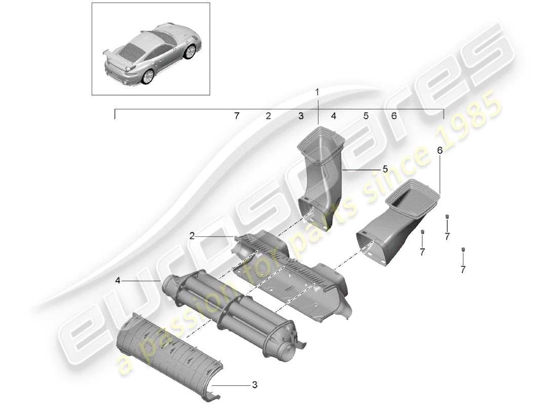 porsche 2020 (991-2 turbo) diagrama de piezas del limpiador de aire