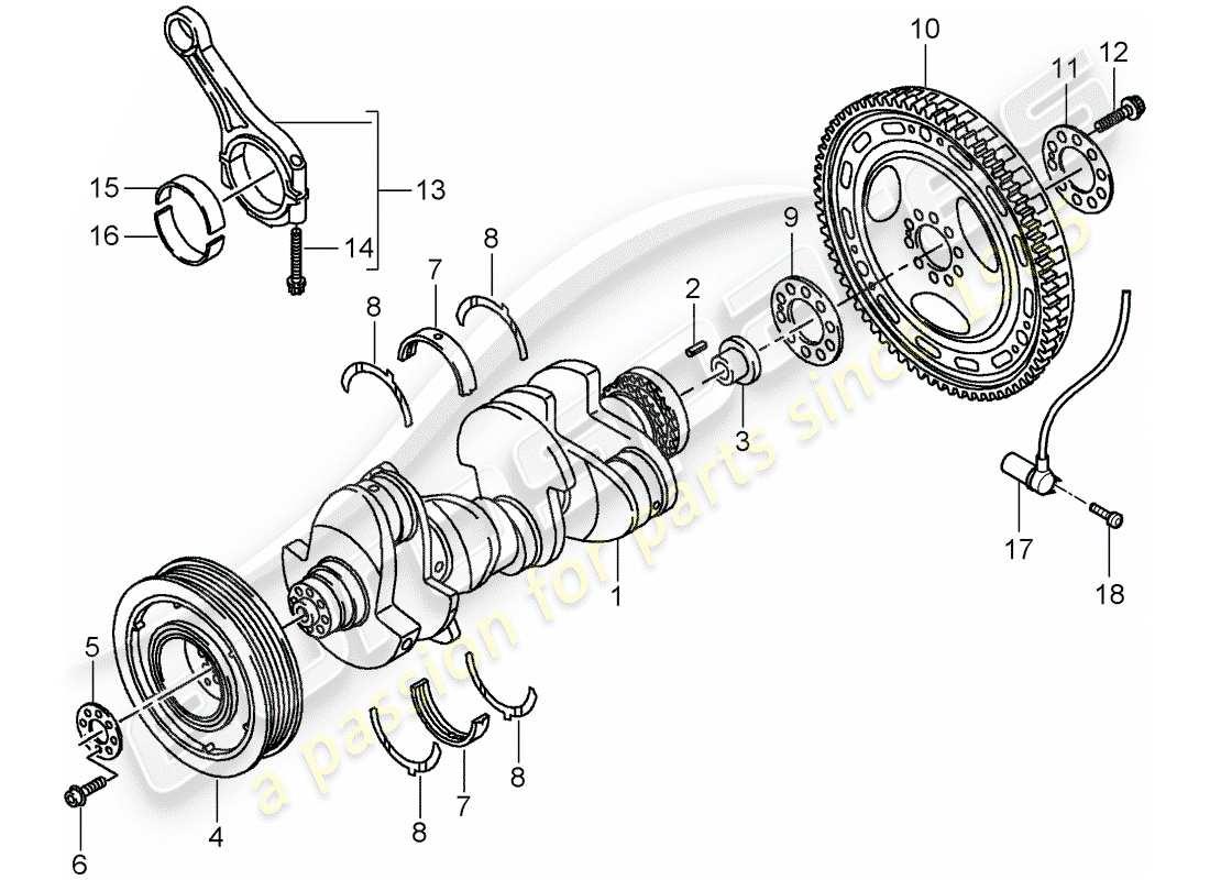 porsche 2007 (cayenne e1 9pa) cigüeñal diagrama de piezas