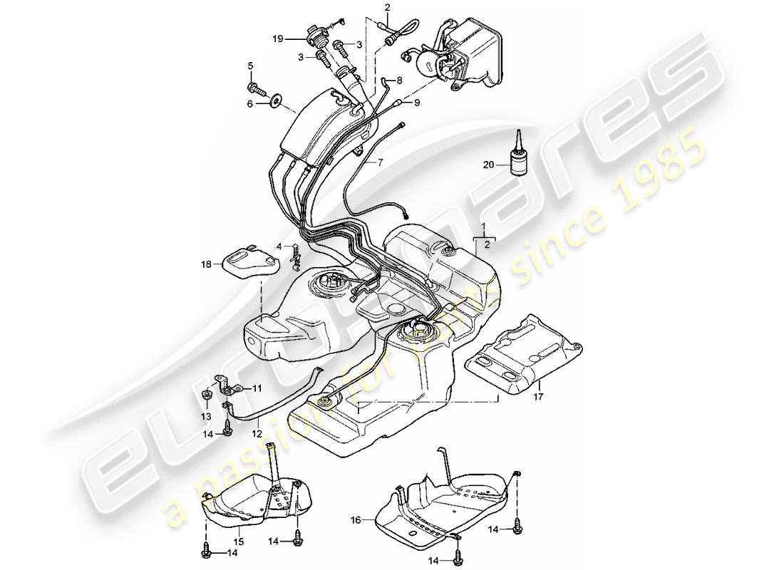 porsche 2003 (cayenne e1 9pa) diagrama de piezas del tanque de combustible