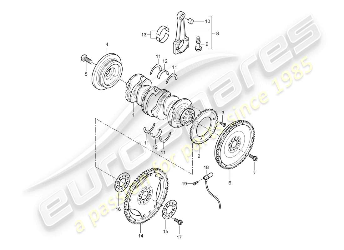 porsche 2003 (cayenne e1 9pa) biela del cigüeñal d - mj 2004>> diagrama de piezas