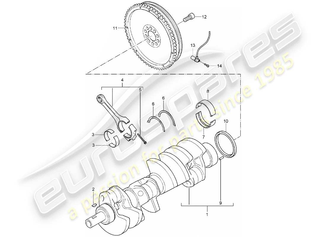 porsche 2003 (cayenne e1 9pa) cigüeñal diagrama de piezas