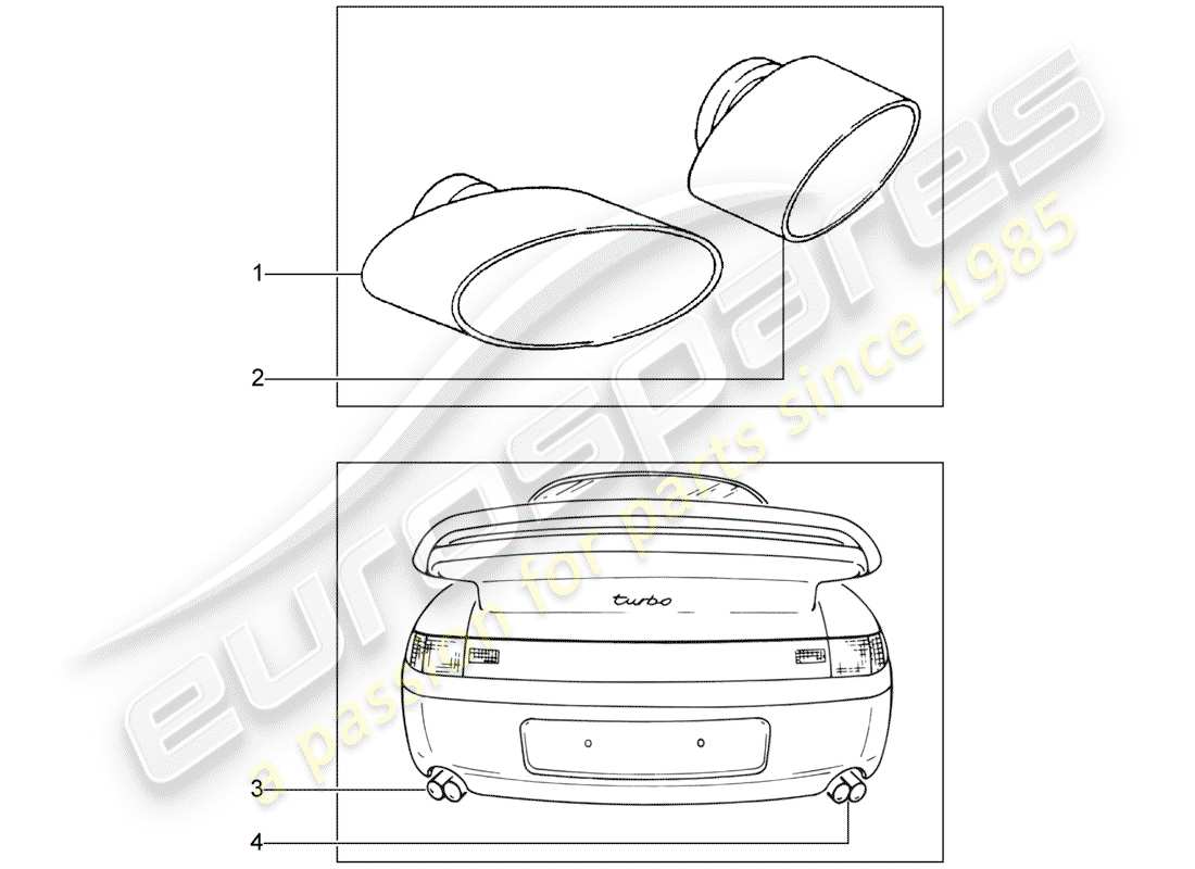porsche 1987 (tequipment) tubo de escape diagrama de piezas